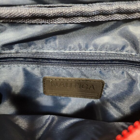 Nautica belt bag or crossbody Navy multi colored letters red zipper - Picture 5 of 11